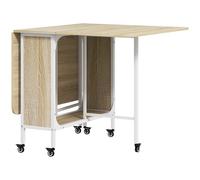 HOMCOM Table à Manger Pliante pour 6 Personnes max avec Étagère, en Bois et Métal, 130x80x74 cm, Blanc et Couleur Bois
