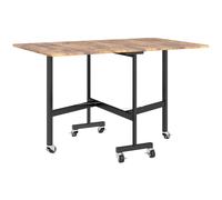 HOMCOM Table à manger pliante, pouvant accueillir jusqu'à 6 personnes, avec 6 roulettes et freins, pour petits espaces, Marron