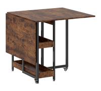 HOMCOM Table à manger pliante sur roulettes 4 personnes avec compartiments ouverts, pour petits espaces, salle à manger, marron