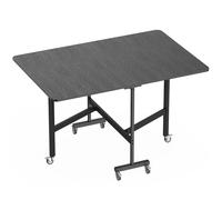 HOMCOM Table à Manger Pliante sur Roulettes pour 4-6 Personnes 120 cm, Roues avec Freins, 2 Abattants, Industriel, Noir