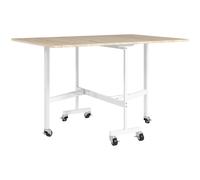 HOMCOM Table à Manger Pliante sur Roulettes pour 4-6 Personnes 120 cm, Roues avec Freins, 2 Abattants, Style Industriel, Chêne