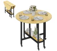 Table à manger pliante - HOMCOM - pour 4 personnes - 6 roulettes - étagère intégrée - panneau de particules - 100x100x75cm - chêne