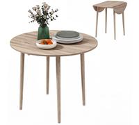 HOMCOM Table à Manger Pliante, Table de Cuisine Ronde Ø 89 cm pour 4 Personnes avec 2 abattants, Pieds en Bois de pin, Design Moderne, pour Petits espaces, Bois Naturel