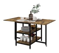 HOMCOM Table à Manger Pliante, Table Pliante avec Design Industriel, 140 cm x 80 cm x 75 cm, Marron + Noir