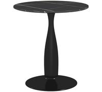 HOMCOM Table à Manger Ronde en Acier Revêtu de Poudre, MDF avec Mélaminé, Patins Antidérapants, 70 x 74 cm, Noir