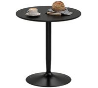 HOMCOM Table à Manger Ronde Moderne avec Base Acier, Noir | Patin antidérapant, pour salon, salle à manger