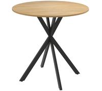HOMCOM Table à manger ronde pour 2 personnes avec plateau aspect bois et piètement croisé en acier, blanc chêne