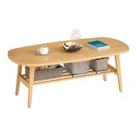 HOMCOM Table Basse à 2 Niveaux Table de Salon 120 x 60 x 42 cm Bois Naturel