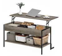 HOMCOM Table basse avec plateau relevable, table de salon avec compartiment caché et étagère ouverte, 95x40x59cm, gris