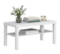 HOMCOM Table Basse de Salon avec 2 Niveaux 90 x 45 x 44,5 cm Blanc