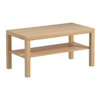 HOMCOM Table basse de salon, table d'appoint rectangulaire à 2 niveaux avec étagère de rangement, 90x45x44,5cm, bois naturel