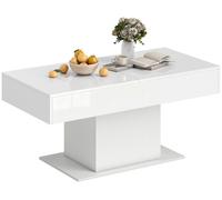 HOMCOM : Table basse extensible avec rangement, design moderne, 108-178,5 x 53 x 49 cm, blanc brillant