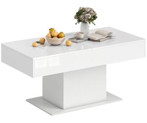 HOMCOM : Table basse extensible avec rangement, design moderne, 108-178,5 x 53 x 49 cm, blanc brillant