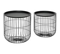 HOMCOM Ensemble de 2 tables basses, table d'appoint au design scandinave, table basse avec espace de rangement, table basse pour salon, chambre à coucher, acier, noir