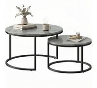 HOMCOM Table basse moderne set de 2, tables d'appoint empilables avec cadre métallique pour salon, chambre, bureau, Gris