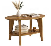 HOMCOM Table Basse Ovale à 2 Niveaux Étagère Ouverte 80x50x45 cm Chêne | Table de Salon Moderne, pour Salon ou Chambre