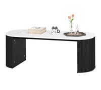 HOMCOM Table basse ovale, table d'appoint aspect effet marbre, coins arrondis pieds épais, 110 x 50 x 40 cm, noir