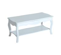 HOMCOM Table Basse Rectangulaire Style Baroque avec Etagère Bois Paulownia Blanc