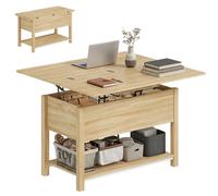 HOMCOM Table basse relevable 100x90x63.5cm Bois naturel