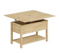 HOMCOM Table basse relevable et extensible table de salon avec compartiment caché étagère ouverte 100x45x50,5cm bois naturel