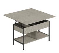 HOMCOM Table basse relevable et extensible, table de salon avec compartiment caché étagères ouvertes, 98x49x55cm, gris