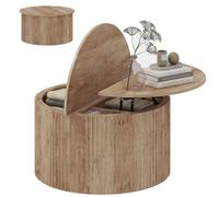 HOMCOM Table Basse Relevable Table de Salon 80 x 80 x 42 cm Bois Naturel | avec Compartiment Caché, Plateau à Fermeture Douce, Style Moderne, pour Salon, Bureau