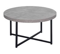 HOMCOM Table basse ronde table basse industrielle effet béton ciré en MDF et métal Ø 80 x 45 cm piètement croisé Aosom France