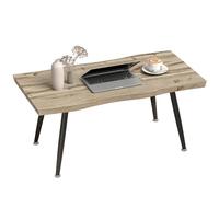 HOMCOM Table Basse Table d'Appoint Moderne 100 x 50 x 45 cm Chêne et Noir | Pieds en Acier, Plateau Épais de 4 cm, pour Salon Bureau Chambre