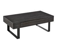 HOMCOM Table Basse Table d'Appoint Table de Salon avec Tiroir Étagères Cadre en Acier Stable Moderne Bois Aggloméré Métal Gris Foncé 110x60x40cm