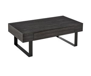 HOMCOM Table Basse Table d'Appoint Table de Salon avec Tiroir Étagères Cadre en Acier Stable Moderne Bois Aggloméré Métal Gris Foncé 110x60x40cm