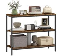 HOMCOM Table Console 3 Niveaux Rangement, Industriel Rustique Marron | Table d'entrée, salon, couloir.