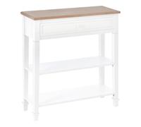 HOMCOM Table Console avec 1 tiroir, 2 étagères, Plan de Travail | Poignée, style rétro élégant, rangement d'affichage, pour chambre, salon