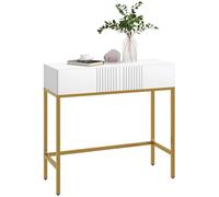 HOMCOM Table Console avec 2 tiroirs, Console Entrée, Base Acier Blanc | Pieds Antidérapants, Pour Salon