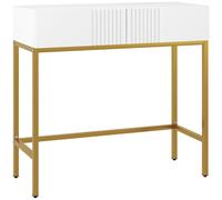 HOMCOM Table console console meuble avec 2 tiroirs base en acier avec pieds antidérapants 80 x 31,5 x 75 cm blanc