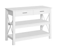 Homcom Table console d’entrée avec 2 tiroirs et étagères inférieures, style moderne, cadre métallique Blanc 105 x 40 x 76 cm