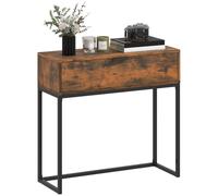 HOMCOM Table Console de Couloir avec tiroir, Table d'appoint au Design Industriel avec Cadre en Acier, Table d'exposition pour Couloir, Salon, 80 x 30 x 76 cm, Marron Rustique