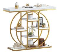 HOMCOM Table Console d'Entrée Industrielle 100cm Plateau Épais 4cm Blanc | Meuble d'Entrée, 6 Étagères, Bois Métal, Console Étroite, Gain de Place, pour Couloir Salon et Derrière Canapé