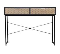 HOMCOM Table Console Moderne avec 2 tiroirs métal 100x30x75cm Noir | Table d'entrée avec structure en croix pour salon