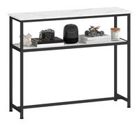 HOMCOM Table Console Table Console Moderne étroite pour Couloir avec Surface Effet marbre Etagère Ouverte et Cadre en métal Table canapé pour Hall d'entrée Salon 100x30x81 cm Blanc