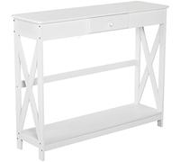 HOMCOM Table Console Table d'entrée avec 1 tiroir + 1 étagère dim. 100L x 30l x 81H cm en Bois Blanc