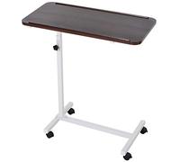 HOMCOM Table d'appoint à roulettes, Table pour canapé et lit, Hauteur réglable et Structure en Acier, pour Chambre, Salon, Bureau, 77 x 40 x 76-100 cm, Noyer foncé et Blanc