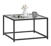 HOMCOM Table d'appoint carrée avec Plateau en Verre trempé, Table Basse avec Pieds en Acier, Table de Salon, Table Basse, pour Salon, Chambre à Coucher, 68 x 68 x 39 cm, Noire