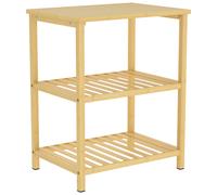HOMCOM Table d'appoint en bambou, 3 niveaux avec étagères à lattes, pour petits espaces, salon & chambre, naturel
