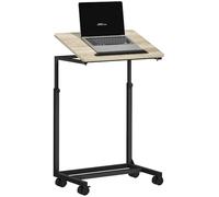 HOMCOM Table d'appoint en Forme de C - Table Basse réglable en Hauteur avec roulettes - Table Basse pour Ordinateur Portable - pour Petits espaces - Salon - 55 x 36 x 62,5-82,5 cm - Blanc
