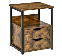 HOMCOM Table d'appoint Industrielle avec tiroir, Table de Chevet avec étagère de Rangement, Table de Nuit Fine pour Salon, Chambre à Coucher, Marron Rustique