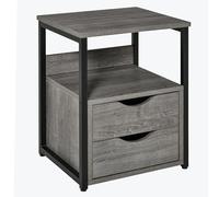HOMCOM Table d'appoint industrielle avec tiroir, table de nuit fine, gris