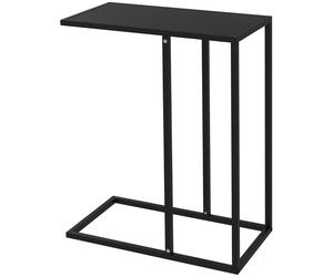 HOMCOM Table d'Appoint pour Ordinateur Portable, Table Basse en Forme de C avec Cadre en Acier, Noir