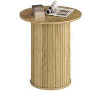 HOMCOM Table d'appoint Ronde Ø 48 cm, Table Basse avec Pieds cannelés, pour Salon, Chambre ou Petit Espace, chêne