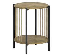 HOMCOM Table d'Appoint Ronde à 2 Niveaux avec Étagère et Structure en Acier pour Salon Chambre 43,5x43,5x51 cm Bois Naturel