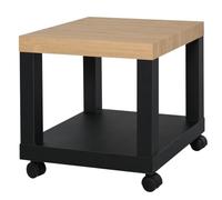 HOMCOM Table d'Appoint Roulante Table Basse 40x40x40 cm Bois Naturel Noir | Moderne, Étagère Ouverte, Salon, Chambre, Bureau